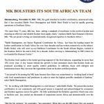MK BOLSTERS ITS SOUTH AFRICAN TEAM